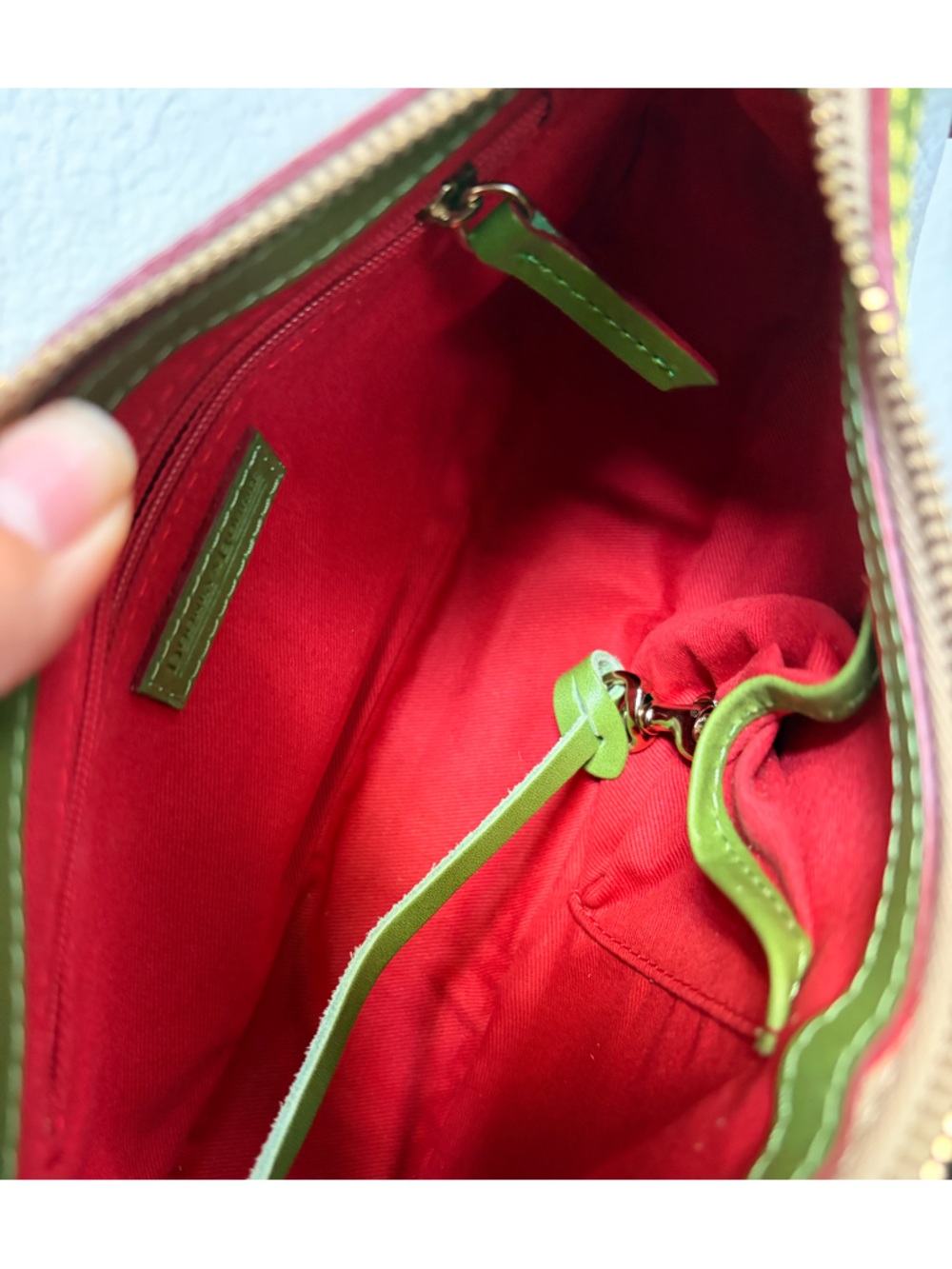 Dooney & Bourke White and Green Leather Small Shoulder Bag - Picture 11 of 12